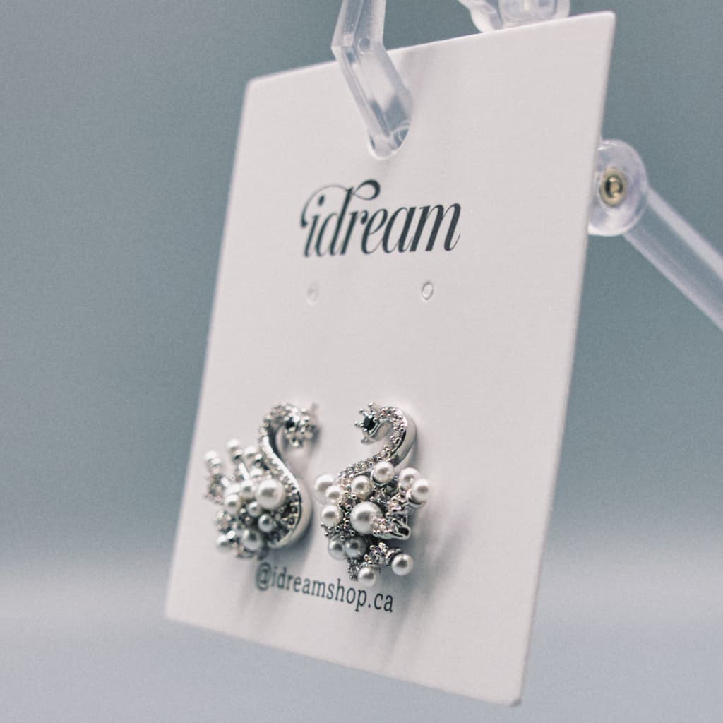 Elegant Swan Pearl Stud Earrings - View 2