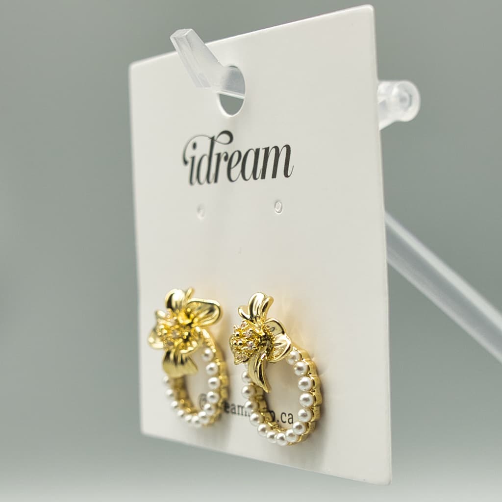 Floral Pearl Hoop Earrings - View 2